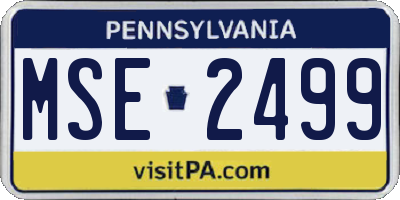 PA license plate MSE2499