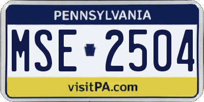 PA license plate MSE2504