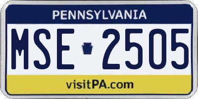 PA license plate MSE2505