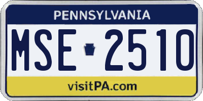 PA license plate MSE2510