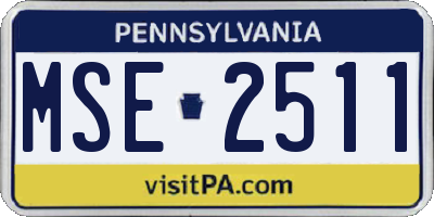 PA license plate MSE2511