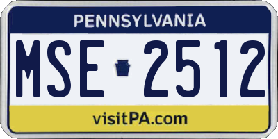 PA license plate MSE2512