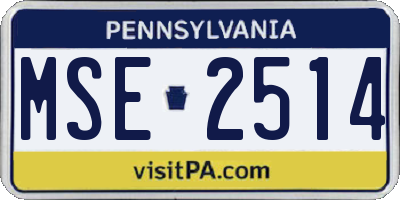 PA license plate MSE2514