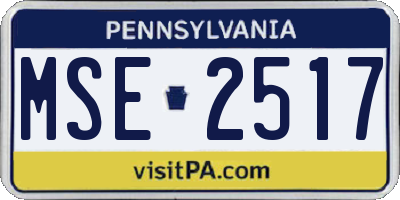 PA license plate MSE2517