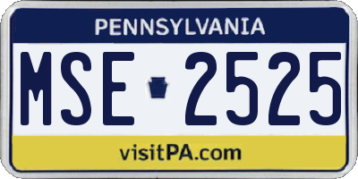 PA license plate MSE2525