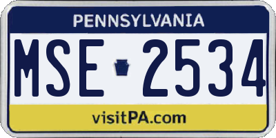 PA license plate MSE2534