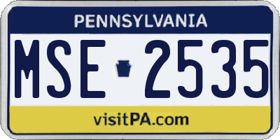 PA license plate MSE2535