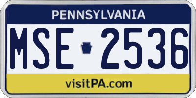 PA license plate MSE2536