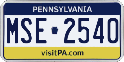 PA license plate MSE2540