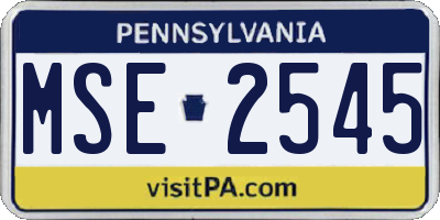 PA license plate MSE2545