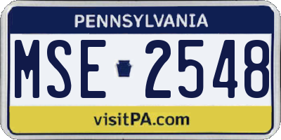 PA license plate MSE2548