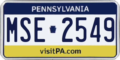 PA license plate MSE2549