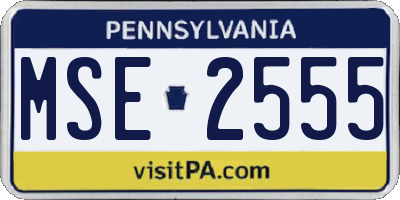 PA license plate MSE2555