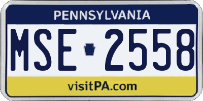 PA license plate MSE2558