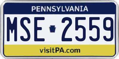 PA license plate MSE2559