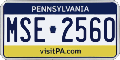 PA license plate MSE2560
