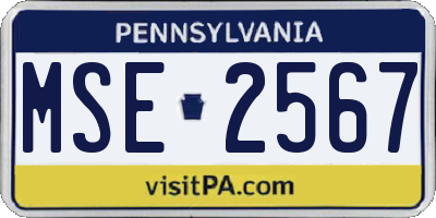 PA license plate MSE2567