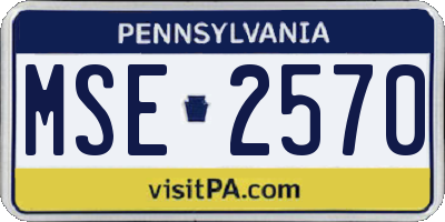 PA license plate MSE2570
