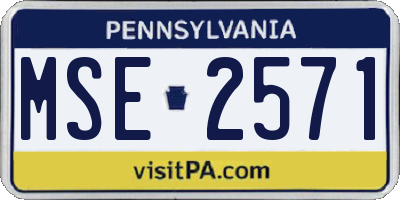 PA license plate MSE2571