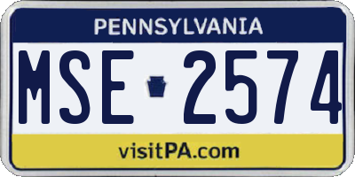 PA license plate MSE2574