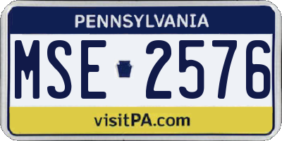 PA license plate MSE2576