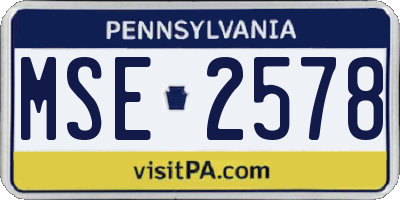 PA license plate MSE2578