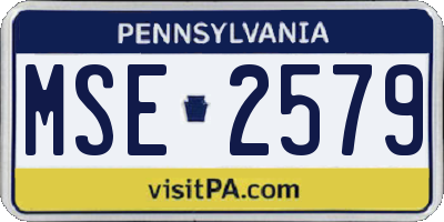 PA license plate MSE2579