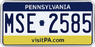 PA license plate MSE2585