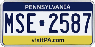 PA license plate MSE2587