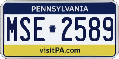 PA license plate MSE2589