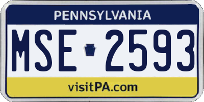 PA license plate MSE2593