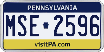 PA license plate MSE2596