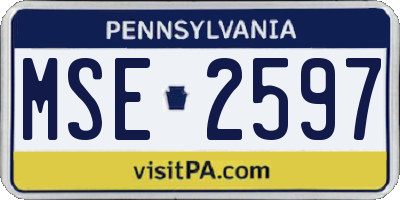 PA license plate MSE2597