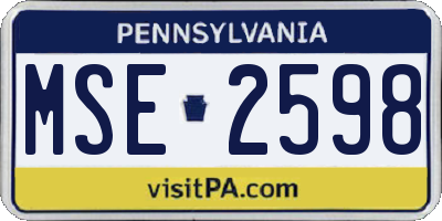 PA license plate MSE2598