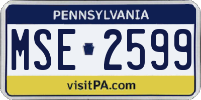 PA license plate MSE2599
