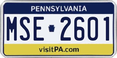 PA license plate MSE2601
