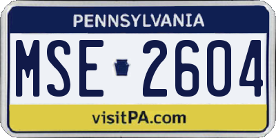 PA license plate MSE2604