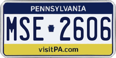 PA license plate MSE2606