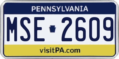 PA license plate MSE2609