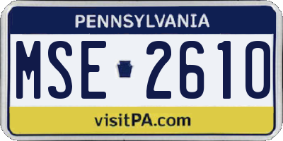 PA license plate MSE2610