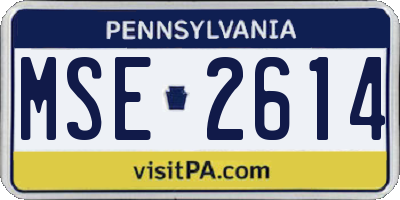 PA license plate MSE2614