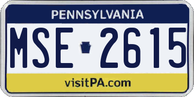 PA license plate MSE2615
