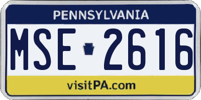 PA license plate MSE2616