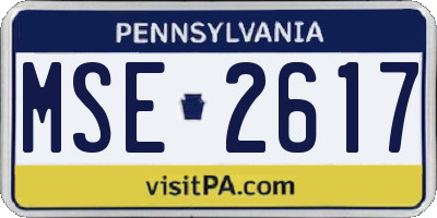 PA license plate MSE2617