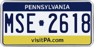 PA license plate MSE2618