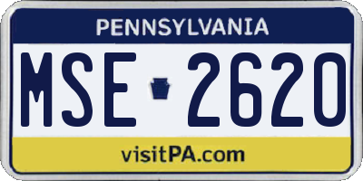 PA license plate MSE2620