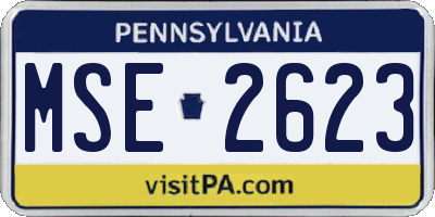 PA license plate MSE2623