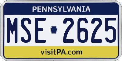 PA license plate MSE2625