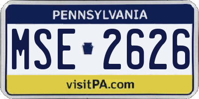 PA license plate MSE2626