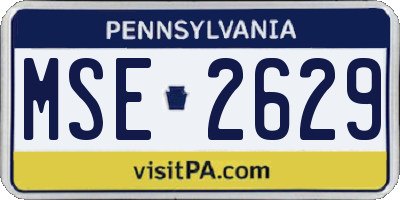 PA license plate MSE2629